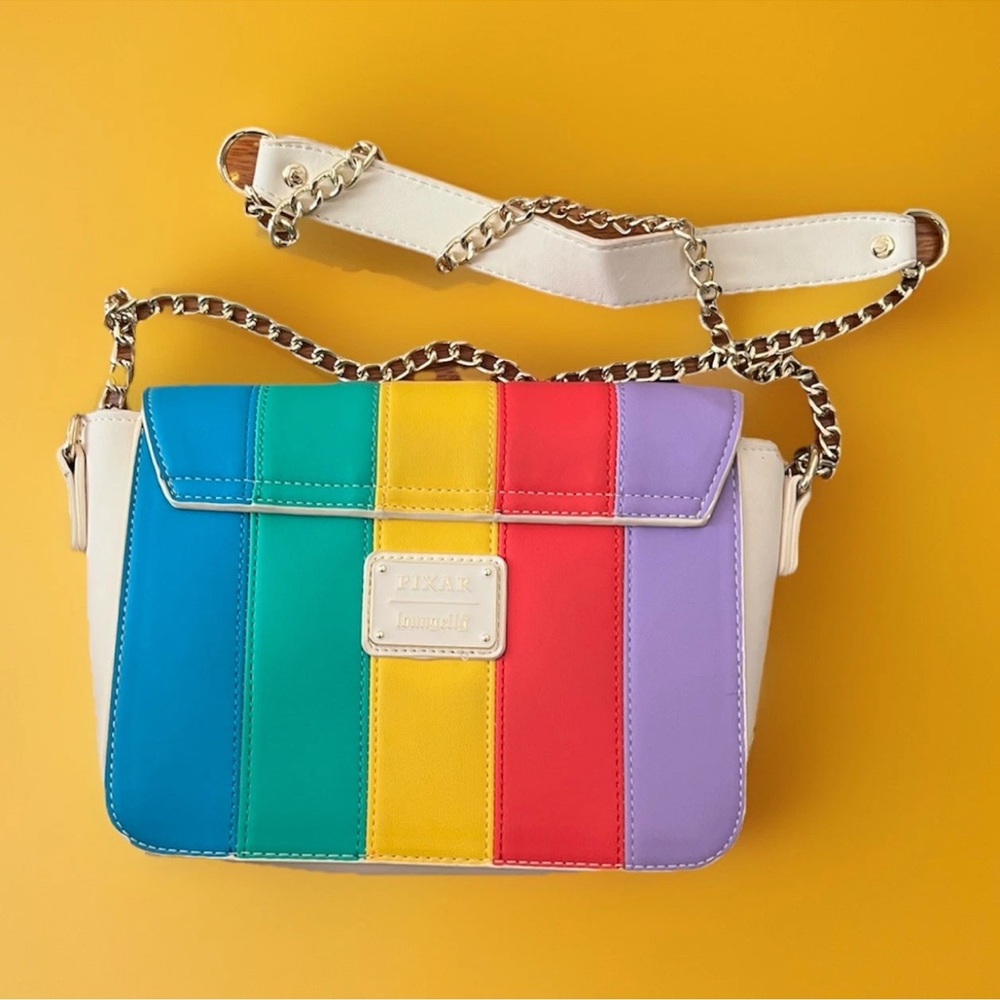 Loungefly Disney Pixar Inside Out Mixed Emotions Rainbow Crossbody Bag - Picture 2 of 3